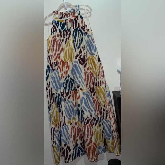 T Tahari Abstract Print Tiered Maxi/Midi Prairie Peasant modest Dress - Picture 15 of 16